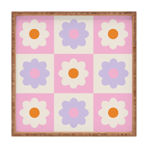 Grace Retro Flower Pattern S Square Tray