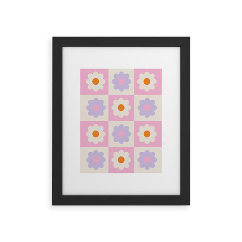 Grace Retro Flower Pattern S Framed Art Print