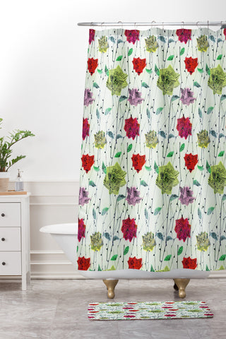 Hadley Hutton Birch Rose Collection 2 Shower Curtain And Mat