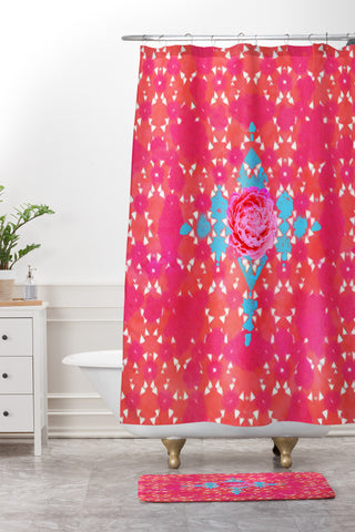 Hadley Hutton Floral Tribe Collection 3 Shower Curtain And Mat