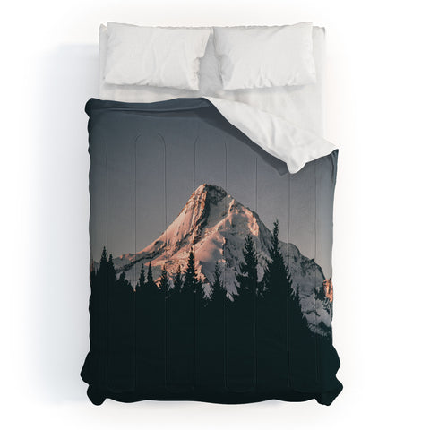 Hannah Kemp First Light on Mount Hood Comforter