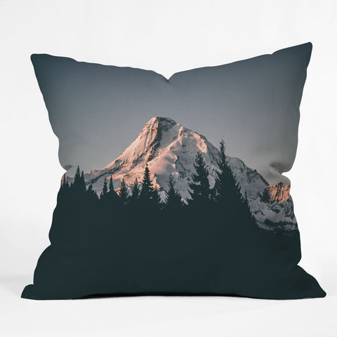 Hannah Kemp First Light on Mount Hood Outdoor Throw Pillow