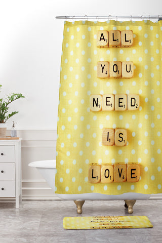Happee Monkee All You Need Is Love 1 Shower Curtain And Mat