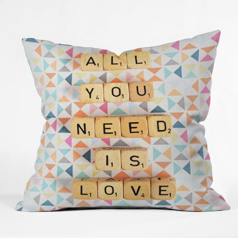 Happee Monkee All You Need Is Love 2 Outdoor Throw Pillow