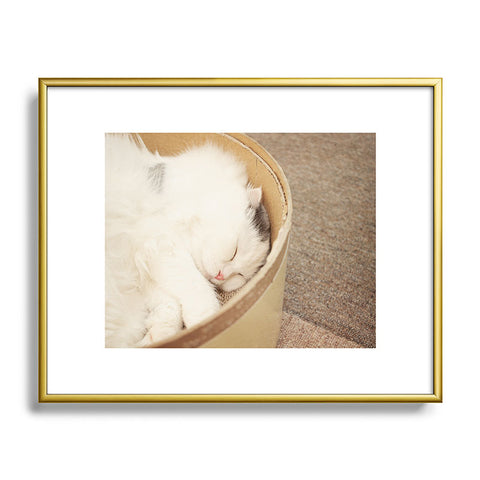Happee Monkee Cute Sleepy Cat Metal Framed Art Print