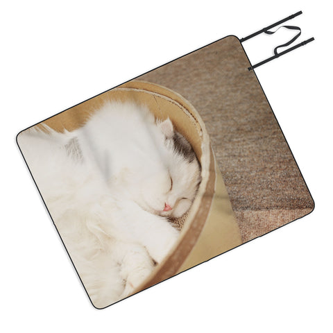 Happee Monkee Cute Sleepy Cat Picnic Blanket