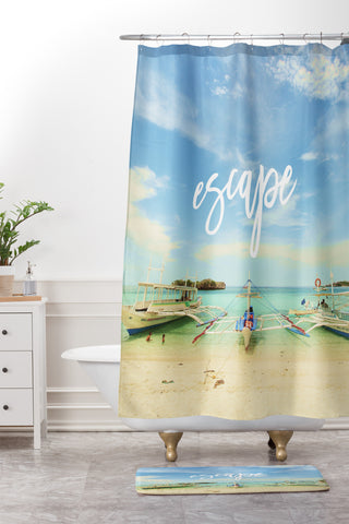 Happee Monkee Escape Beach Series Shower Curtain And Mat