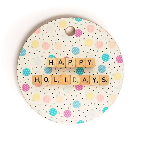 Happee Monkee Happy Holiday Baubles Cutting Board Round