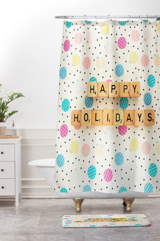 Happee Monkee Happy Holiday Baubles Shower Curtain And Mat