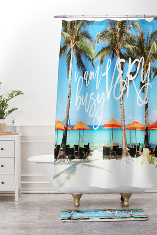 Happee Monkee I Am Very Busy Beach Series Shower Curtain And Mat