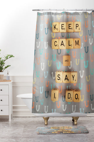 Happee Monkee Keep Calm And Say I Do Shower Curtain And Mat