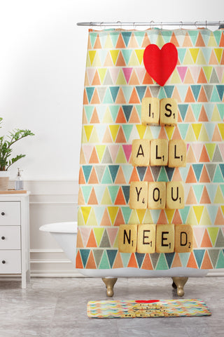 Happee Monkee Love Is All You Need Shower Curtain And Mat