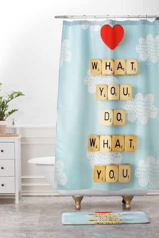 Happee Monkee Love What You Do Shower Curtain And Mat