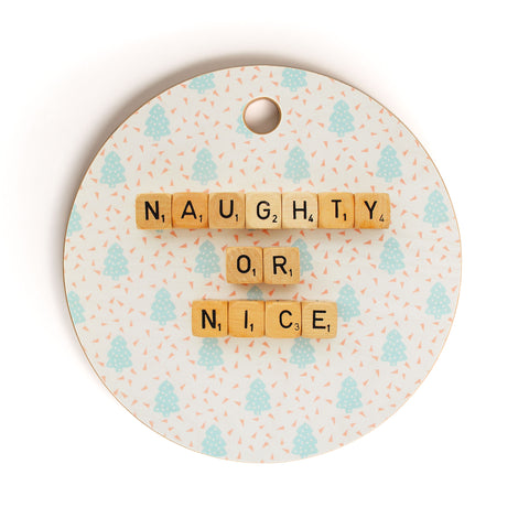 Happee Monkee Naughty or Nice Scrabble Cutting Board Round