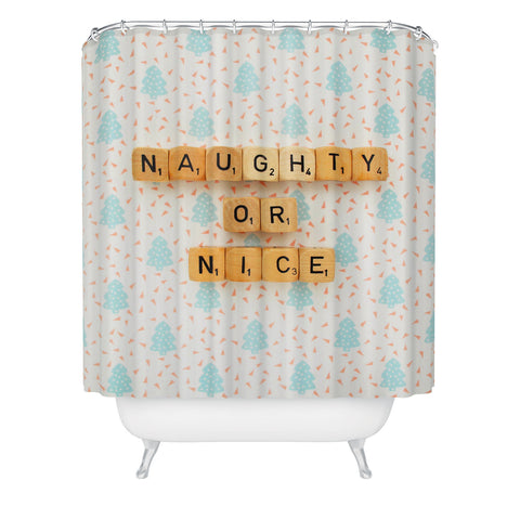 Happee Monkee Naughty or Nice Scrabble Shower Curtain