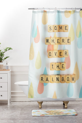 Happee Monkee Somewhere Over The Rainbow Shower Curtain And Mat