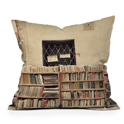 Happee Monkee Venice Bookstore Throw Pillow