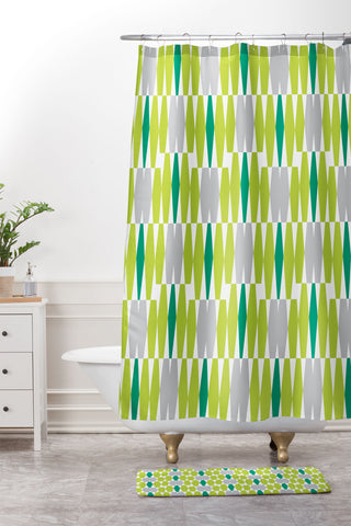 Heather Dutton Abacus Emerald Shower Curtain And Mat