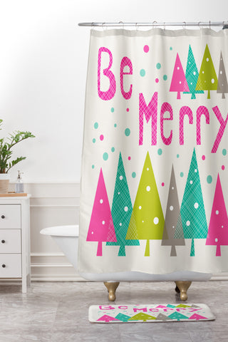 Heather Dutton Be Merry Shower Curtain And Mat