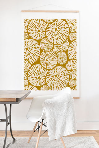 Heather Dutton Bed Of Urchins Gold Ivory Art Print And Hanger
