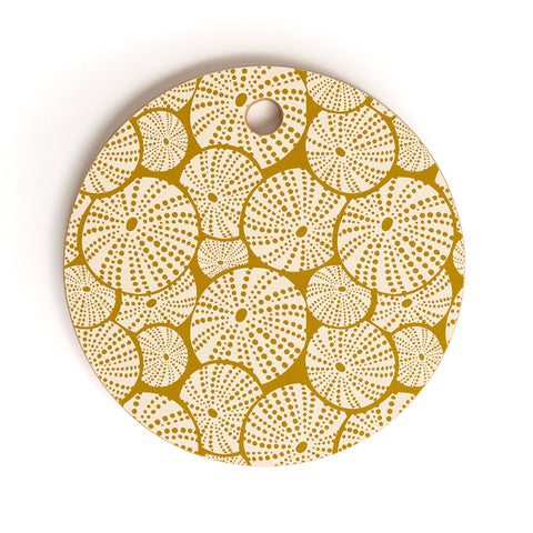 Heather Dutton Bed Of Urchins Gold Ivory Cutting Board Round