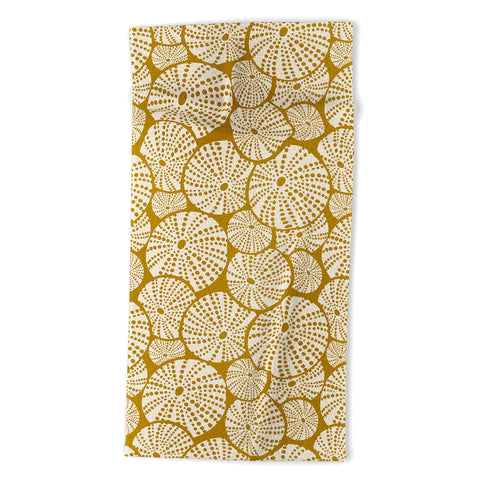 Heather Dutton Bed Of Urchins Gold Ivory Beach Towel
