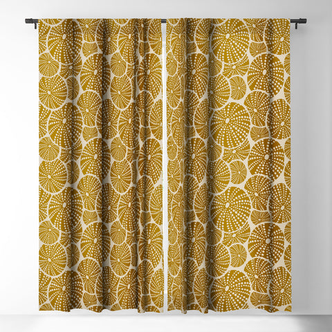 Heather Dutton Bed Of Urchins Ivory Gold Blackout Window Curtain