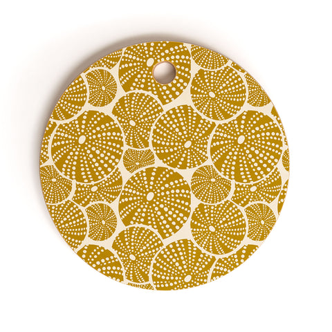 Heather Dutton Bed Of Urchins Ivory Gold Cutting Board Round