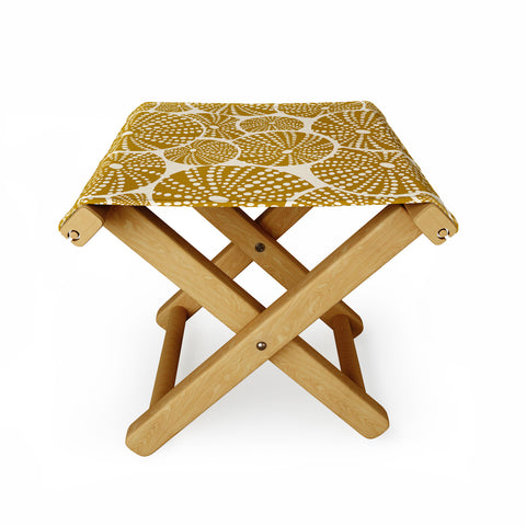 Heather Dutton Bed Of Urchins Ivory Gold Folding Stool