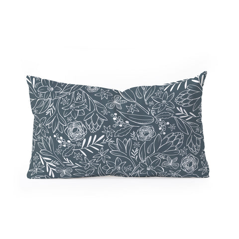 Heather Dutton Botanical Sketchbook Midnight Oblong Throw Pillow