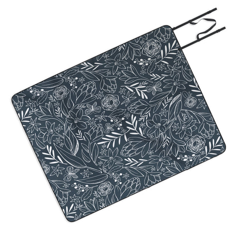 Heather Dutton Botanical Sketchbook Midnight Picnic Blanket