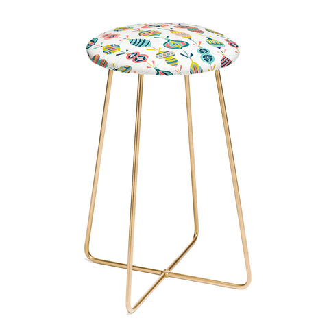 Heather Dutton Decorated White Counter Stool