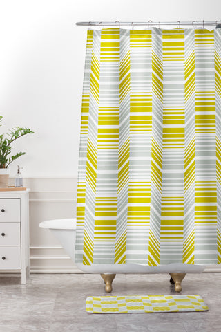 Heather Dutton Delineate Citron Shower Curtain And Mat