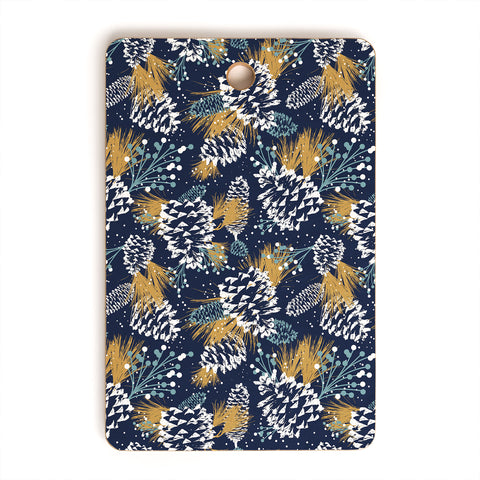 Heather Dutton Festive Forest Navy Cutting Board Rectangle