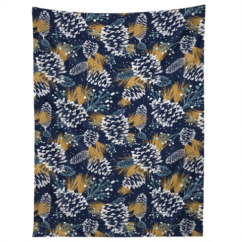 Heather Dutton Festive Forest Navy Tapestry