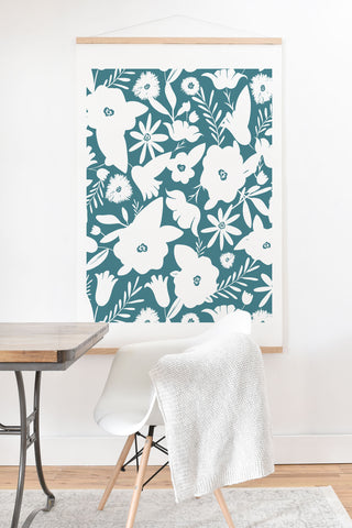 Heather Dutton Finley Floral Teal Art Print And Hanger