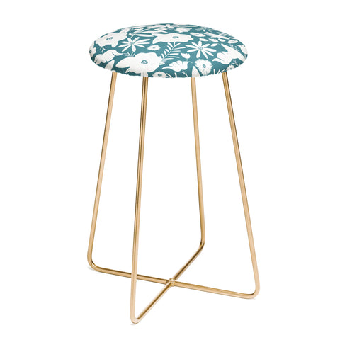 Heather Dutton Finley Floral Teal Counter Stool