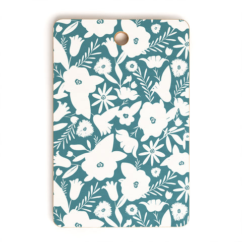 Heather Dutton Finley Floral Teal Cutting Board Rectangle