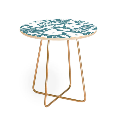Heather Dutton Finley Floral Teal Round Side Table