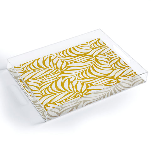 Heather Dutton Flowing Leaves Goldenrod Acrylic Tray