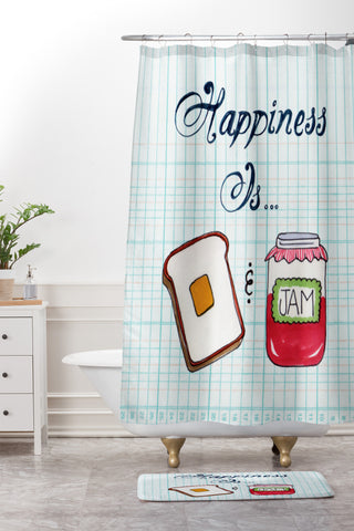 Heather Dutton Happiness Is Toast And Jam Shower Curtain And Mat