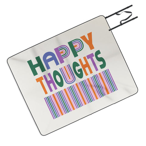 Heather Dutton Happy Thoughts Typography Picnic Blanket