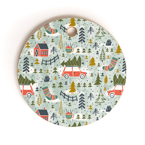Heather Dutton Home For The Holidays Mint Cutting Board Round