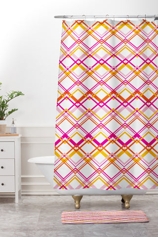 Heather Dutton Intersection Bright Shower Curtain And Mat