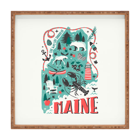 Heather Dutton Maine Map Square Tray