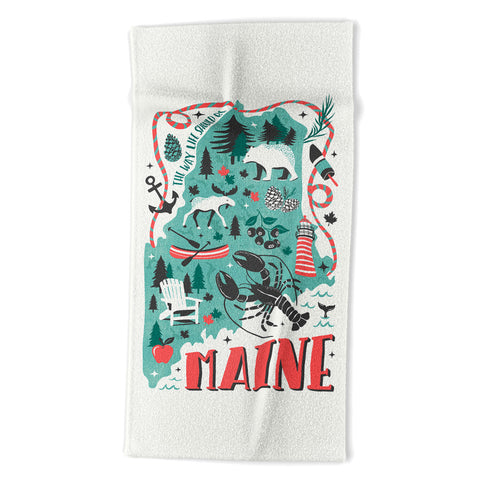 Heather Dutton Maine Map Beach Towel