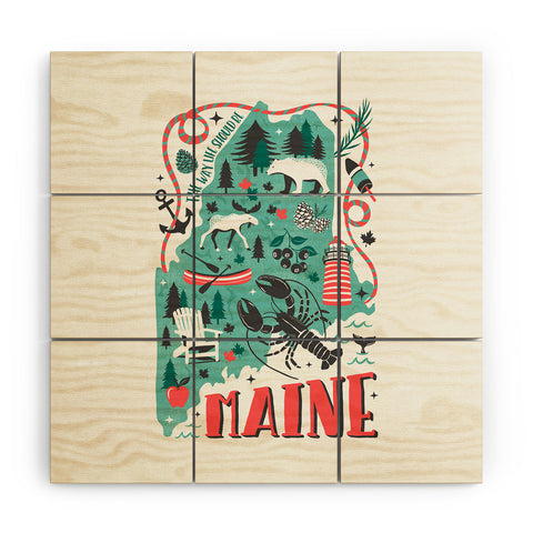 Heather Dutton Maine Map Wood Wall Mural