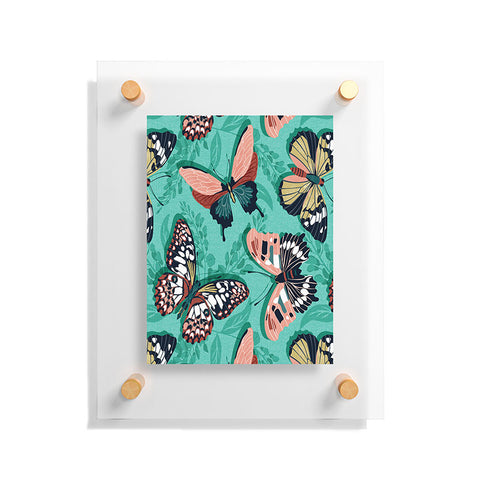 Heather Dutton Mariposa Boho Butterflies Aqua Floating Acrylic Print