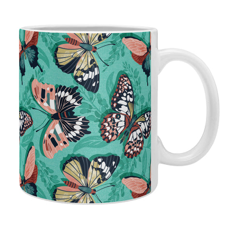 Heather Dutton Mariposa Boho Butterflies Aqua Coffee Mug