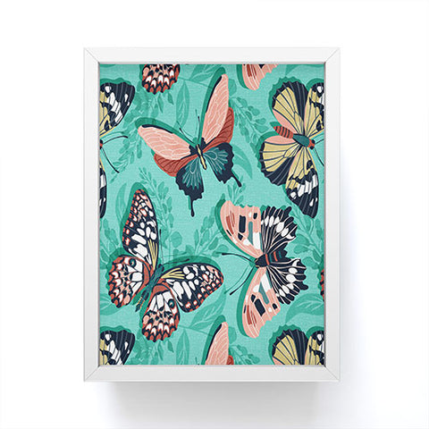 Heather Dutton Mariposa Boho Butterflies Aqua Framed Mini Art Print